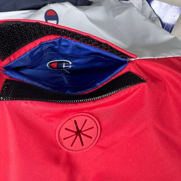 Champion Raincoat Hooded Packable Dog's Jacket Size Large Red Grey Navy NWT - Picture 6 of 8